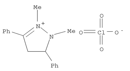 Molecular Structure of 51772-15-7 (1H-Pyrazolium, 4,5-dihydro-1,2-dimethyl-3,5-diphenyl-, perchlorate)